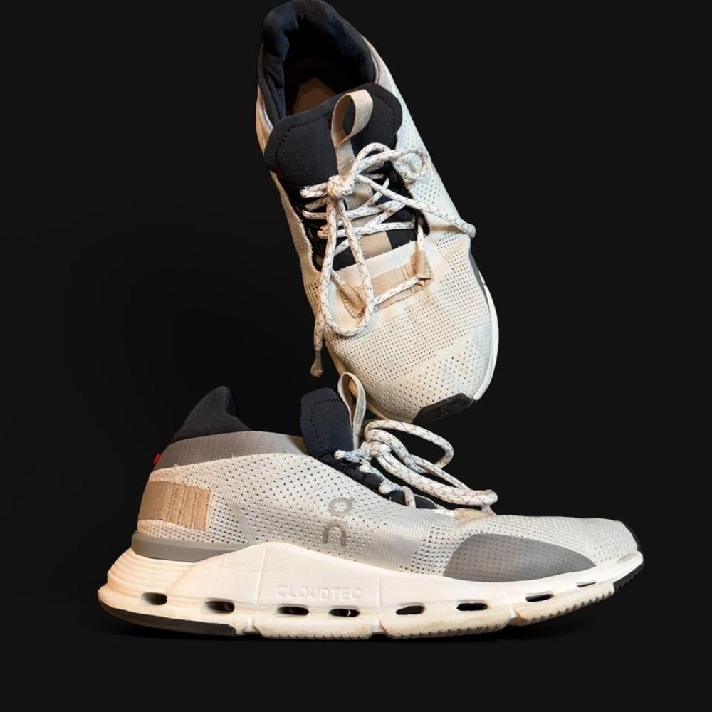 On Cloudnova Cloudtec Running Shoes White Pearl Brown Men's Size 8 (26.99173)